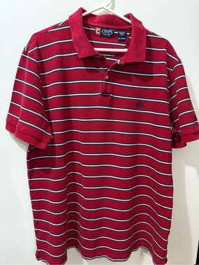 Item 061426A
Chaps Red Striped Polo with White and Navy Trim